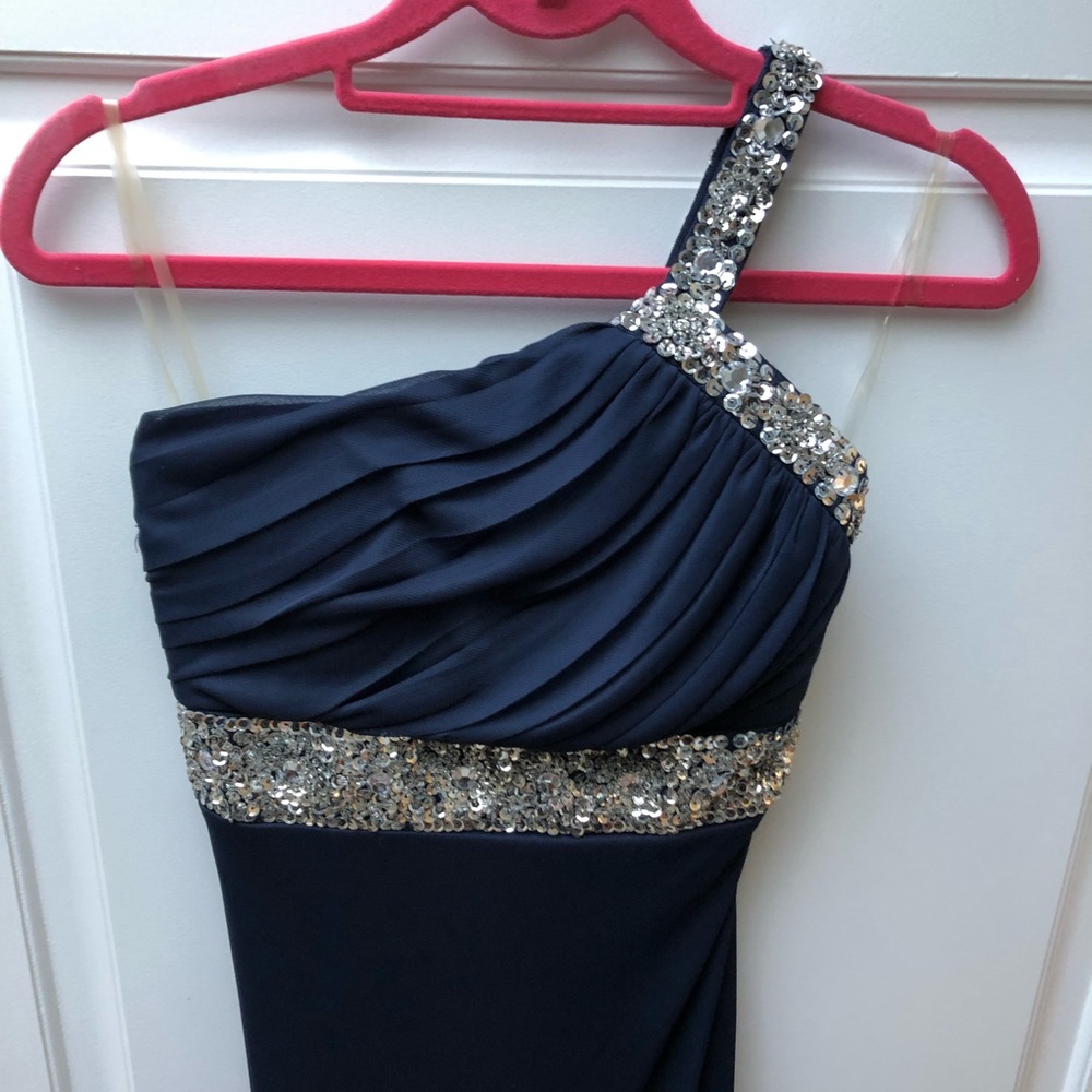 Navy Silver Sequin Dress